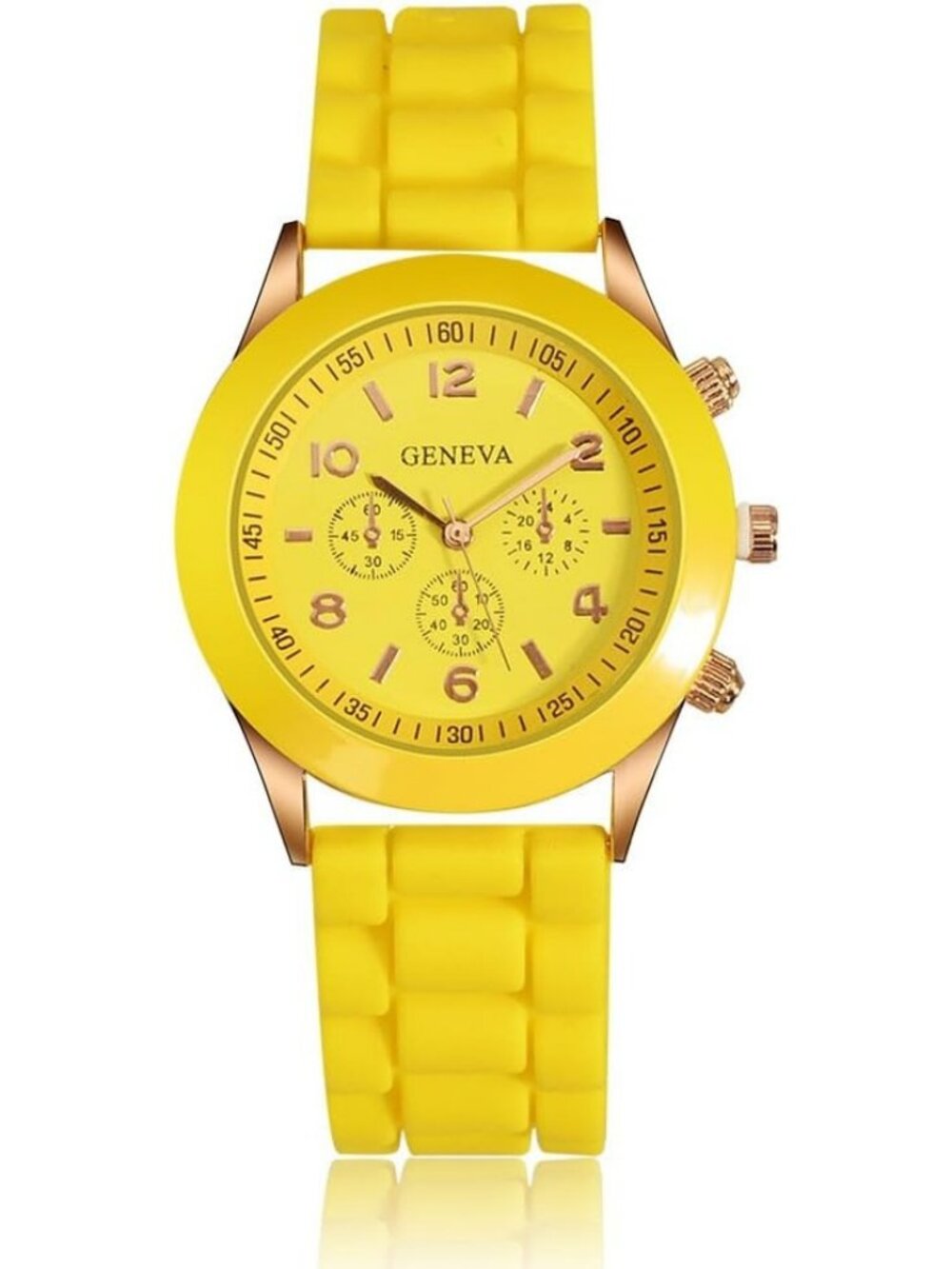 Women's Yellow Analog Quartz Fashion Silicone Crosshair Unisex Jelly Wrist Watch